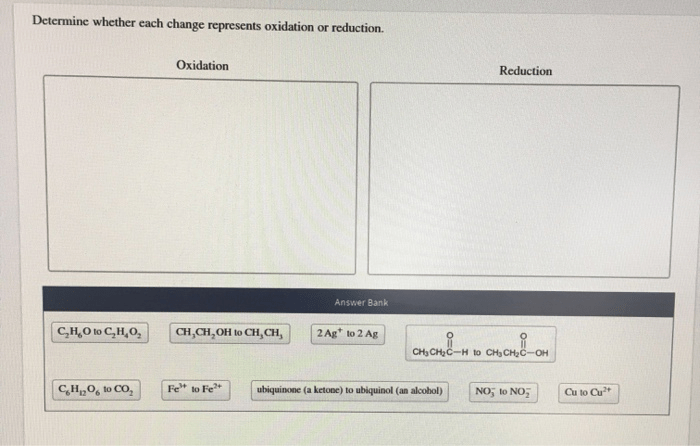 Whether determine reduction oxidation each represents solved changes following answer problem been has