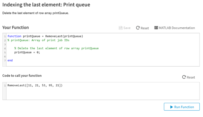 Delete the last element of row array printqueue.